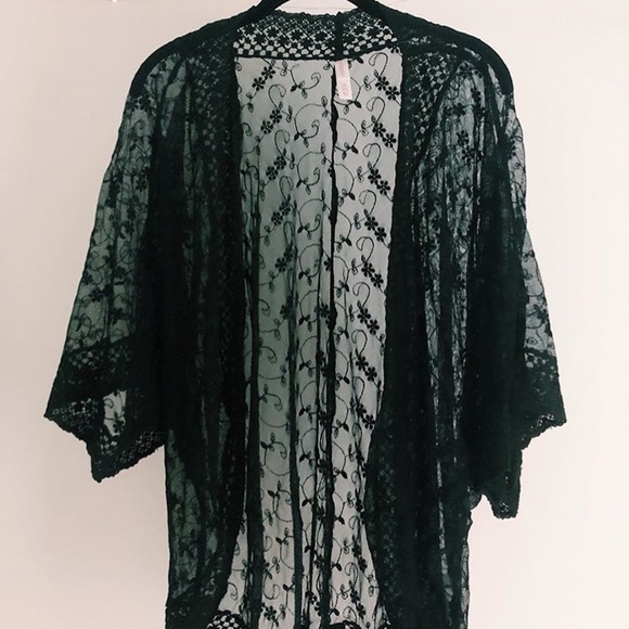 Xhilaration Sweaters - Black lace Kimono